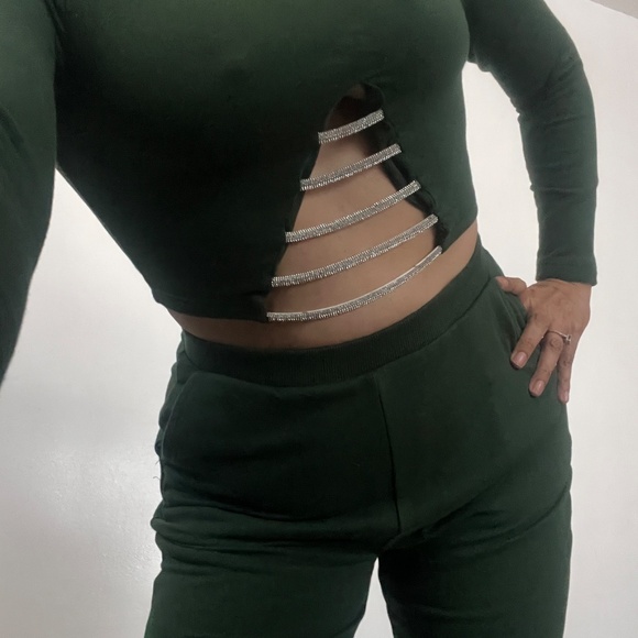 New Sexy Green Outfit , LA Bijou 2 Piece Set, Small - Picture 2 of 6